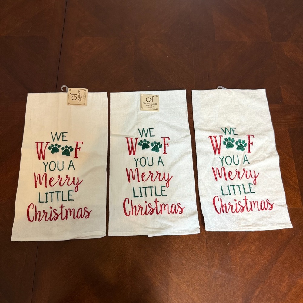 Dog Christmas Kitchen Towels Set We Woof You A Merry Little Christmas Decor‎